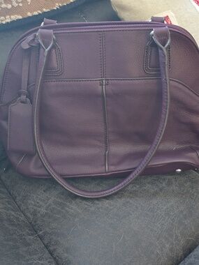 Tignanello Maroon Leather Shoulder Handbag